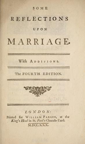Reflections Upon Marriage, title page
