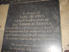 Jane Austen's grave marker - Winchester Cathedral