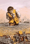 Photograph:Gulliver in Lilliput, illustration from a 19th-century edition of Jonathan Swift's Gulliver's 